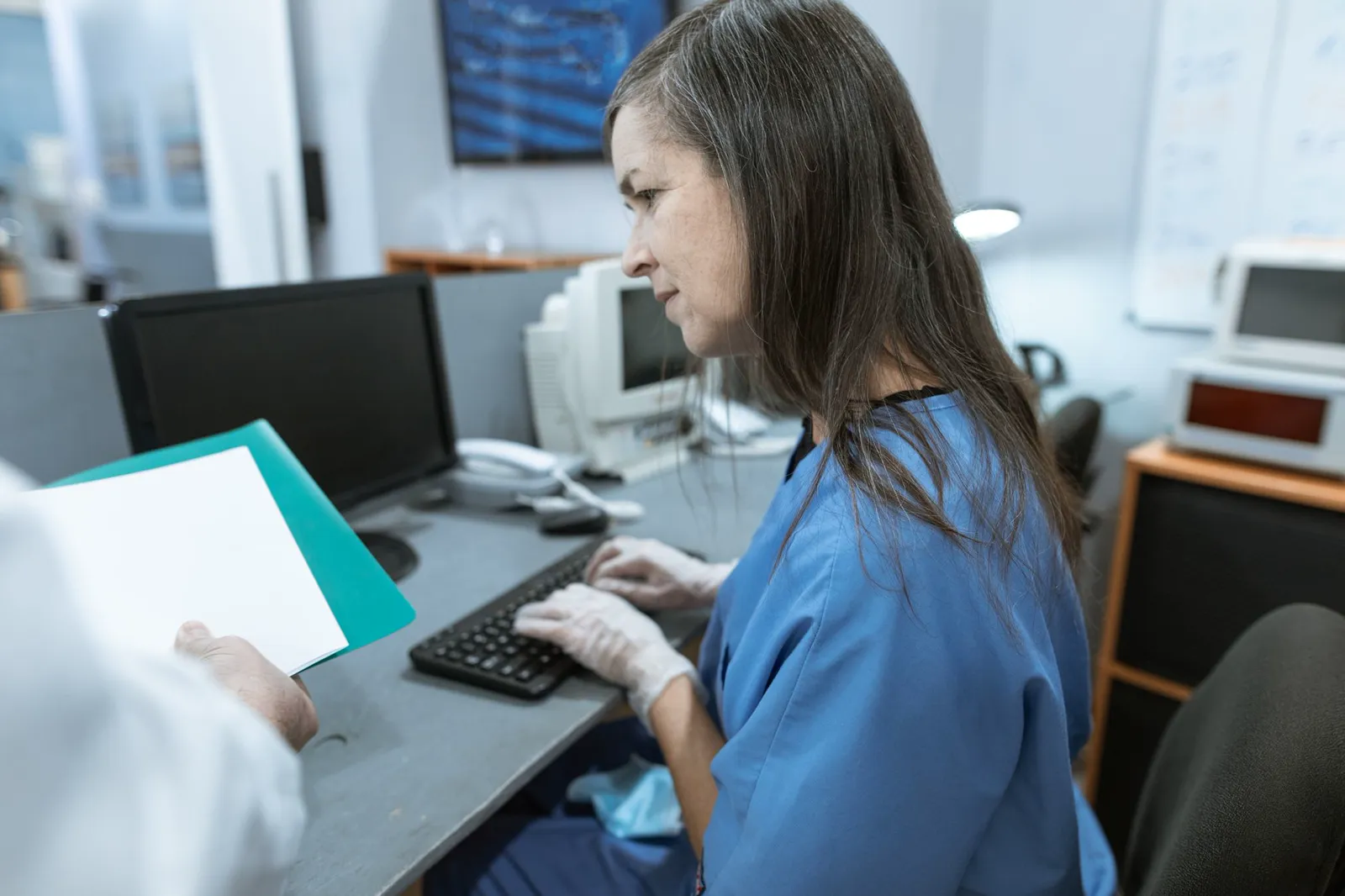 A nurse at the nurses' station